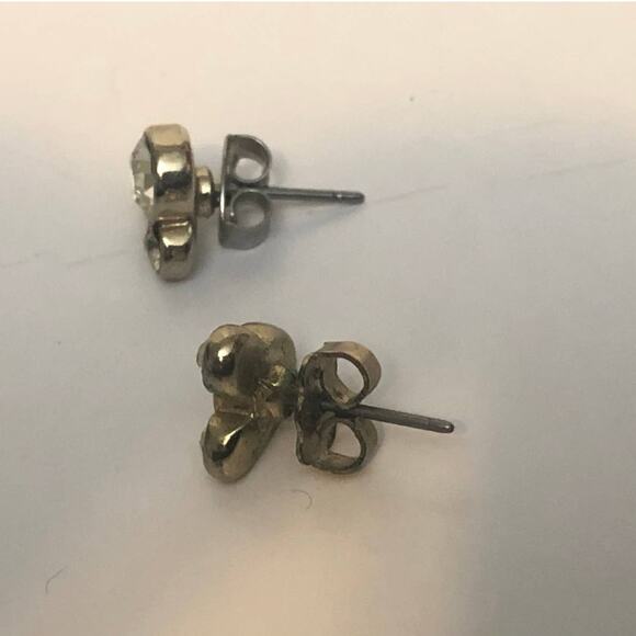 Disney Mickey Mouse Inspired Mini Stud Earrings Clear Stone Gold Tone - Picture 3 of 5